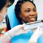 A patient at Marshville Family Dentistry in Marshville, NC, choosing a restoration option after a dental emergency.